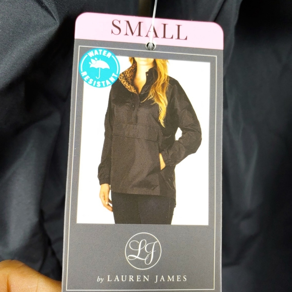 NWT Lauren James Womens S Black Animal Accent Anorak - Picture 9 of 11
